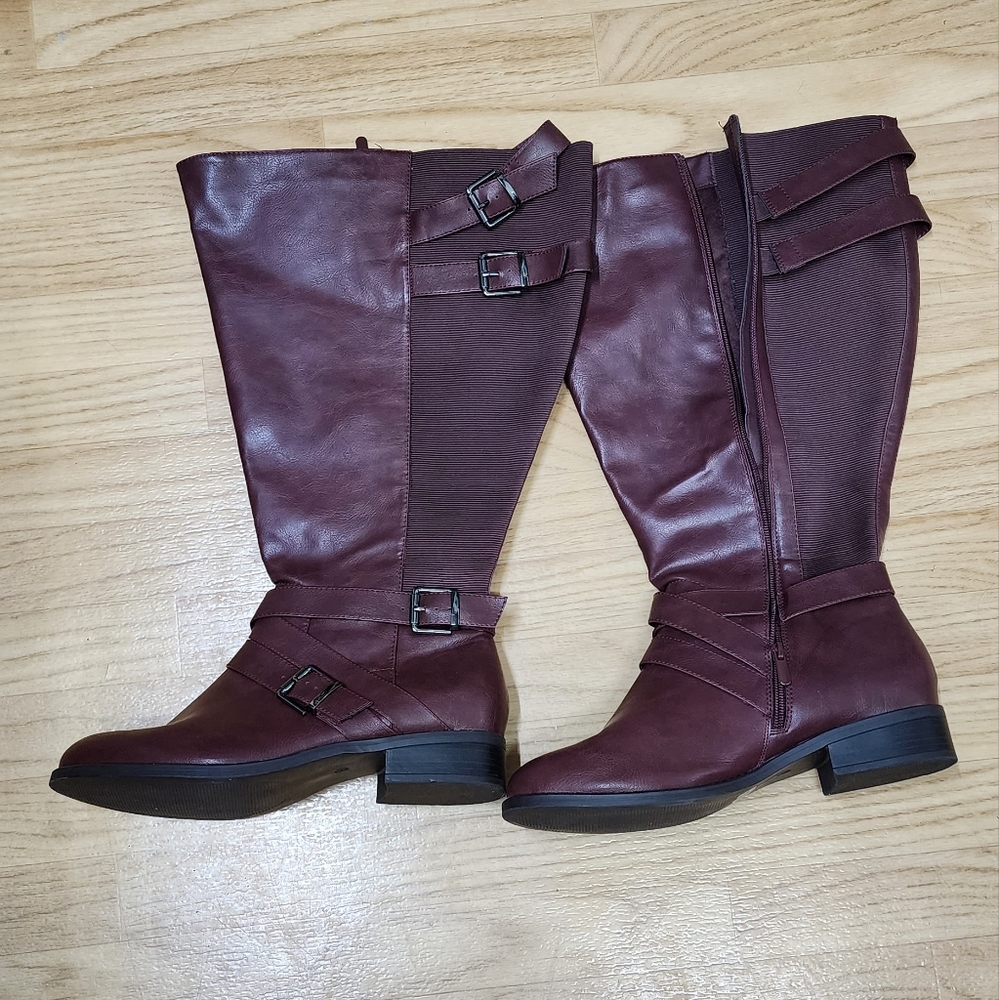 Torrid Burgundy boots wide calf size 11.5